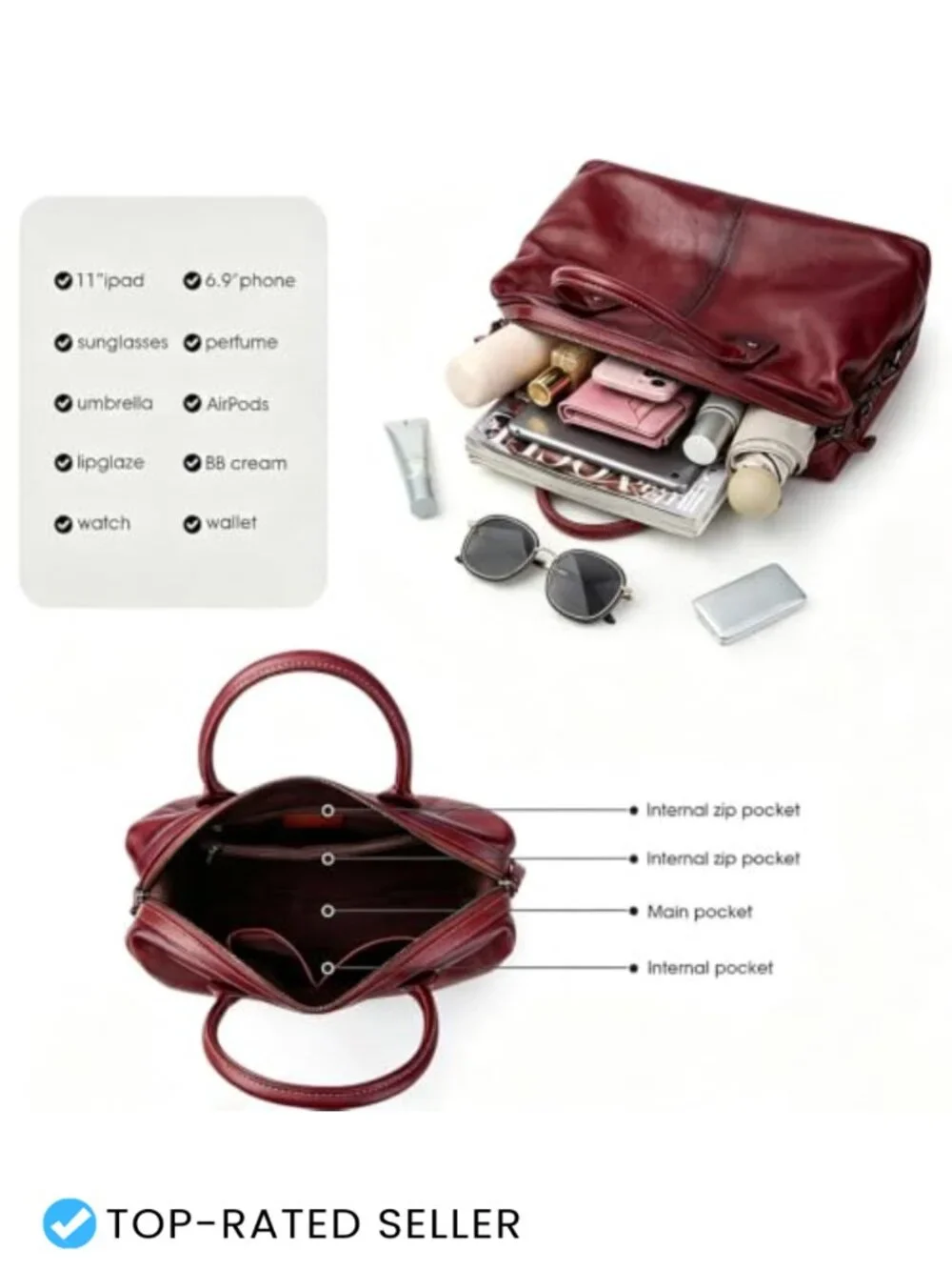 Genuine Leather Satchel Tote Bag Top Handle Shoulder Crossbody Doctor Bag
